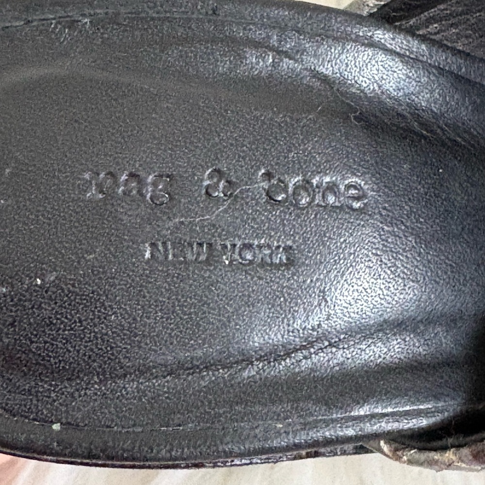 rag & bone Gray Snake-Print Open-Toe Mules - Picture 5 of 10